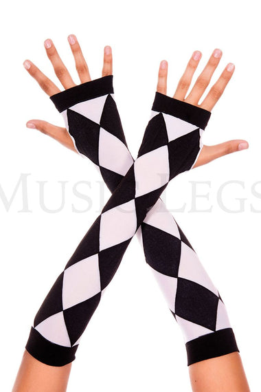 Diamond design elbow length fingerless arm warmers