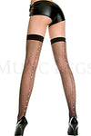 Faux rhinestones backseam fishnet thigh hi