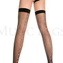 Faux rhinestones backseam fishnet thigh hi