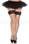 Plus size lace top diamond net spandex thigh hi