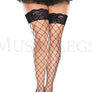 Plus size lace top diamond net spandex thigh hi
