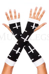 Cross design arm warmers