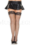 Plus size silicone lace top spandex diamond net thigh hi
