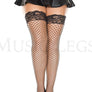 Plus size silicone lace top spandex diamond net thigh hi
