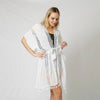 DIONA J PEARL DECO TRIM KIMONO W/DRAW STRIN ONE SIZE COLOR WHITE