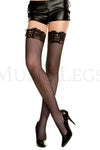 Lace top with ribbon lacing fishnet thigh hi