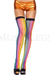 Rainbow fishnet thigh hi