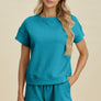 Double Take Full Size Texture Short Sleeve Top and Shorts Set