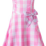 Diona Women Adult Girls Movie Doll Costume Margot Cosplay Pink and White Gingham Check Dress Halloween Christmas Party Birthday Dress Up