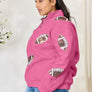Full Size Sequin Football Half Zip Long Sleeve Sweatshirt