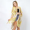 DIONA J ABSTRACT FOIL PRINT KIMONO ONE SIZE COLOR YELLOW