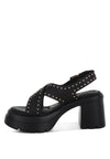 Nambo Stud Embellished Block Heel Sandals