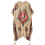 DIONA J AZTEC PRINT KIMONO CARDIGAN ONE SIZE COLOR BEIGE