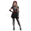 Day Of The Dead 3 Pc Black Women's Flare Dress Halloween Costume Set Size XS