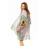 DIONA J MULTI PRINTED SILK KIMONO ONE SIZE COLOR SILVER/MULTI