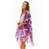 DIONA J AZTEC PRINTED KIMONO ONE SIZE COLOR RED/BLUE