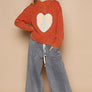 POL Cable-Knit Peace Patch Dropped Shoulder Sweater
