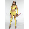 Kill Ninja 3 Pc Yellow Women's Halloween Cosplay Western Costume Set Size M/L