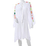 DIONA J SHOULDER THREAD FLOWER KIMONO COVER UP ONE SIZE COLOR WHITE