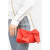 DIONA J SATIN BOW TIE CONVERTIBLE SHOULDER BAG COLOR RED