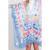 DIONA J WATERCOLOR BOHO GEOMETRIC PRINT KIMONO ONE SIZE COLOR BLUE