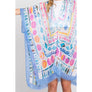DIONA J WATERCOLOR BOHO GEOMETRIC PRINT KIMONO ONE SIZE COLOR BLUE