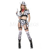 Dalmatian Cow Girl Women's 7 Pc Animal Print Crop Top Cosplay Costume Size XL