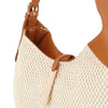 ROUND CURVED TWO TONE TEXTURED SHOULDER BAG COLOR TAUPE