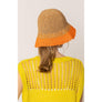 DIONA J TWO TONE STRAW BUCKET HAT ONE SIZE COLOR ORANGE