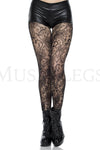 Sheer floral pattern lace pantyhose
