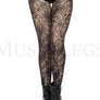 Sheer floral pattern lace pantyhose