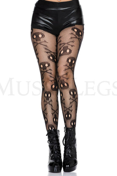 Skull and crossbones fishnet pantyhose