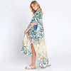 DIONA J DAMASK PRINT OPEN FRONT LONG KIMONO ONE SIZE COLOR GREEN