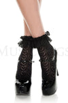 Heart net design ankle hi with ruffle trim