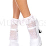 Heart net design ankle hi with ruffle trim