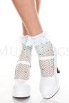 Net pattern anklet with ruffle trim