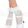 Net pattern anklet with ruffle trim