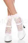 Net pattern anklet with ruffle trim