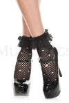 Net pattern anklet with ruffle trim