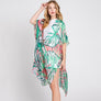 DIONA J HAND DRAWN TROPICAL LEAVES KIMONO ONE SIZE GREEN