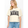 Diona J MAMA Checkered Mother's Day Graphic Relaxed Crop Top Size M Ivory