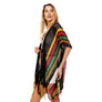 DIONA J MULTI COLOR STRIPE NET KIMONO ONE SIZE COLOR BLACK