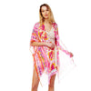 DIONA J TIE DYE FASHIONABLE KIMONO COVER UP CARDIGAN ONE SIZE COLOR PINK