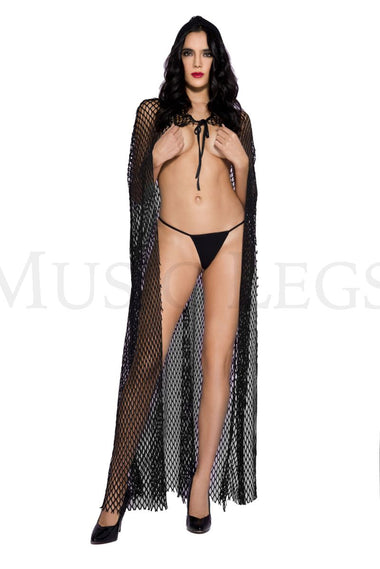 Fishnet cape with attached hood (G-string not included)