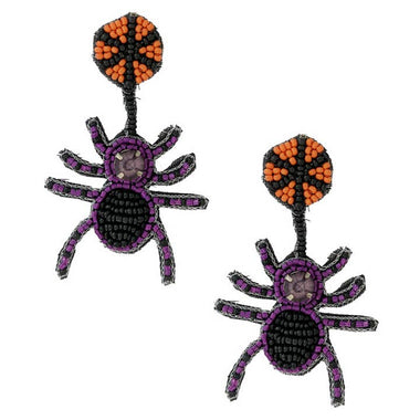 Halloween Spider Seed Bead Earring