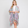 DIONA J ABSTRACT PAISLEY PRINT KIMONO CARDIGAN ONE SIZE COLOR GREEN
