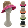 DIONA J TWO TONE STRAW BUCKET HAT ONE SIZE COLOR FUCHSIA
