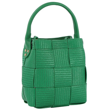 DIONA J WOMEN'S SQUARED QUILT PATTERN TOP HANDLE CROSSBODY BAG COLOR GREEN
