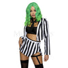 Haunting Phantom 5 Pc Black White Striped Cosplay Costume Set Women's Size S/M