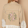 POL Crochet Patch Embroidered Button Up Jacket
